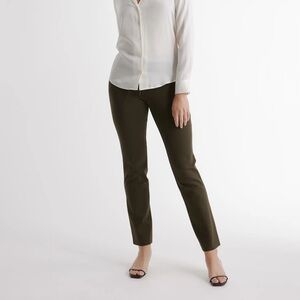 Quince Ultra Stretch Ponte Knit Straight Leg Pants Size M Olive Green Casual